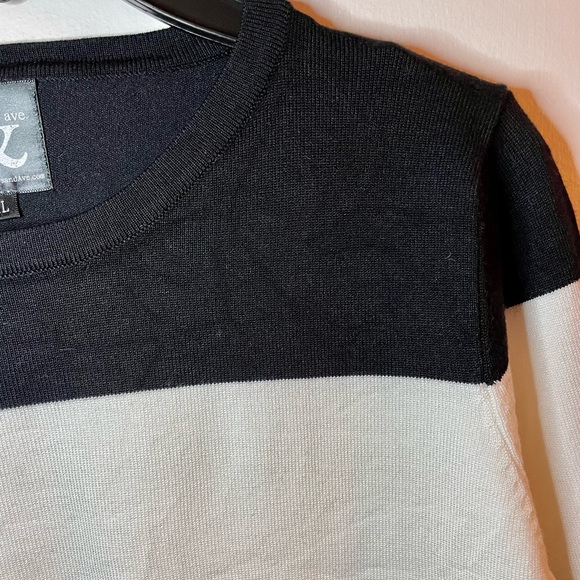 Ampersand & Ave black and off white block stripe sweater XL - Picture 2 of 13